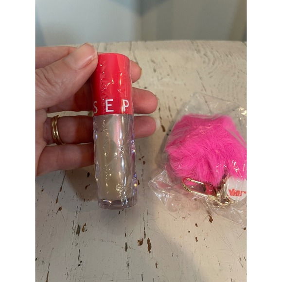 Sephora Outrageous Intense Lip Gloss 01 Shimmer Sparkle Faux Fur Pom Keychain - Picture 3 of 6